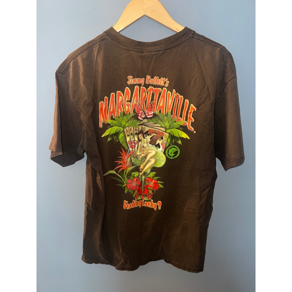 Jimmy Buffett Margaritaville Feeling Lucky Brown Graphic T-Shirt Mens Large L
